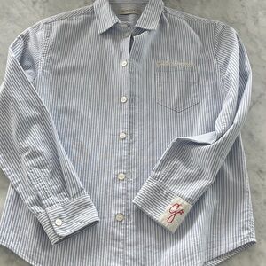 Golden Goose Blue and White Striped Button Down Shirt